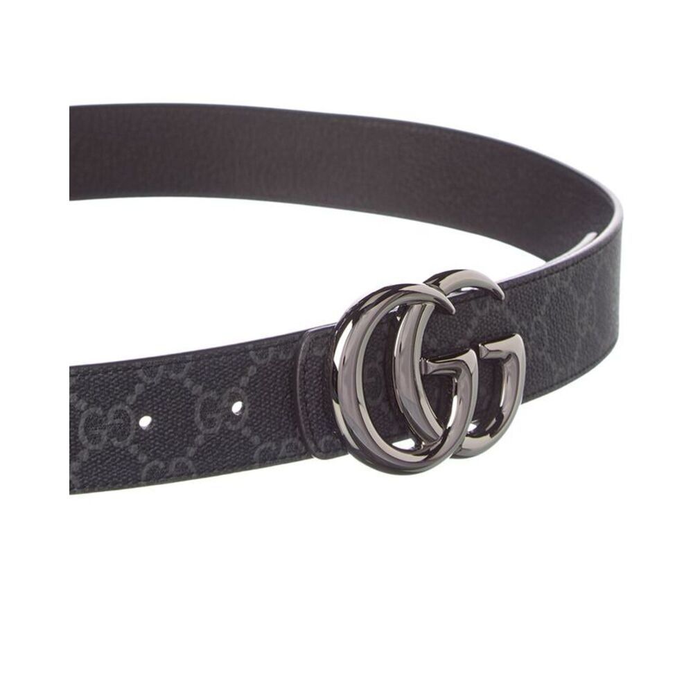 Gucci Gg Marmont Reversible Gg Coated Fabric & Leather Belt, Black - Picture 2 of 3